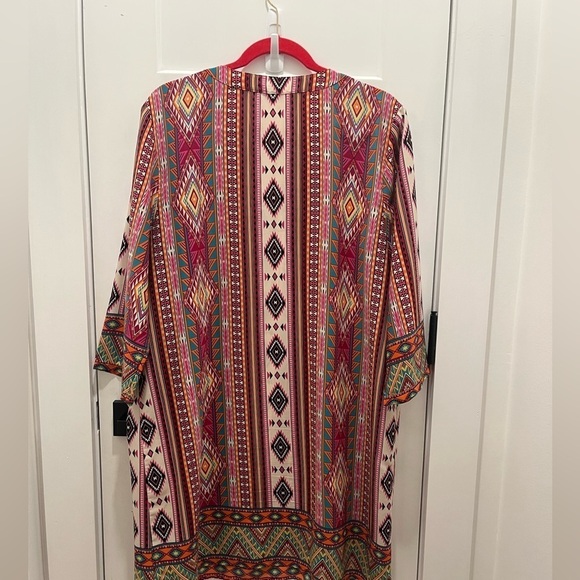 Women’s Aztec Pullover Dress V neck Long Sleeves Size L - Picture 2 of 8